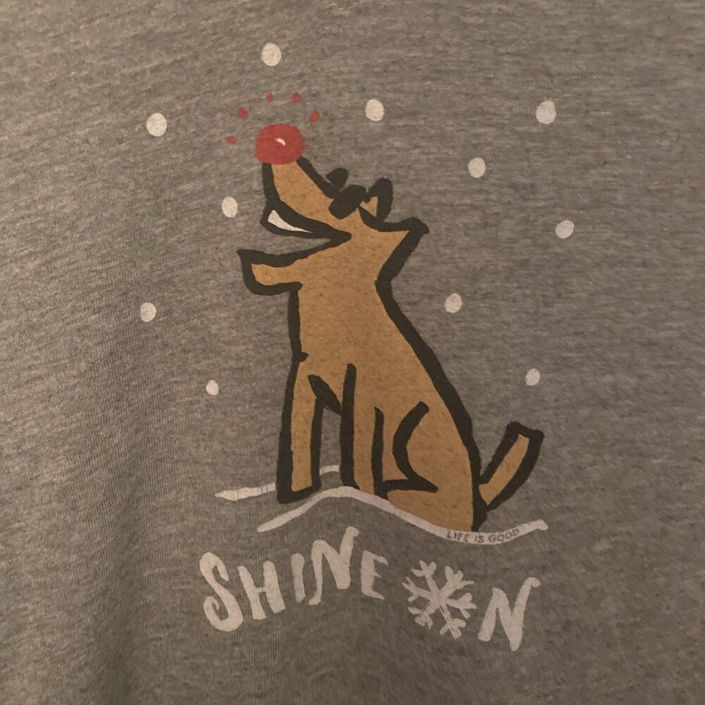 Women's Life is Good Shine On Rocket Red Nose Gray XL Crusher Long Sleeve X-mas